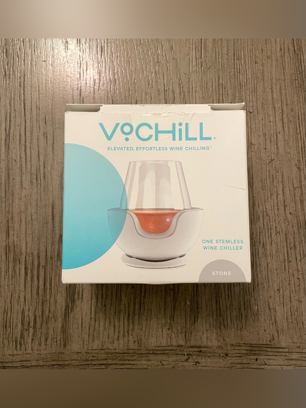 VoChill Original Stemless Wine Chiller, Refreezable Chill Cradle, Stone color